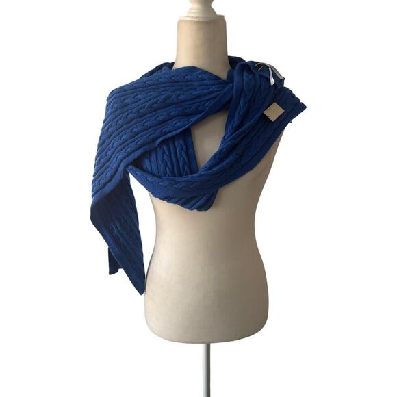 Talbots Royal Blue Lambswool Crochet Scarf - Picture 2 of 3